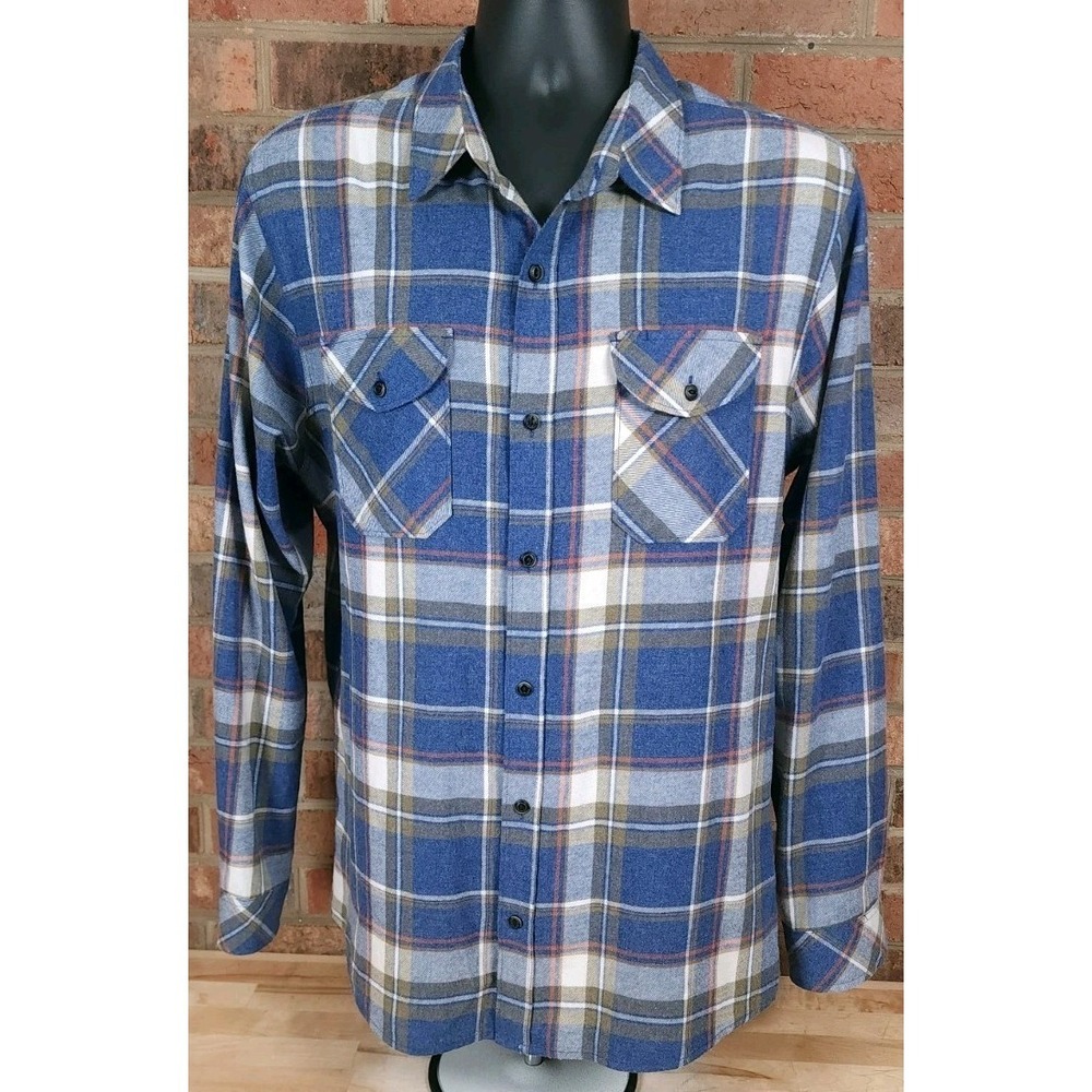 Roark Kemp Flannel Shirt Mens Large Blue Plaid RW550‎ Classic Fit